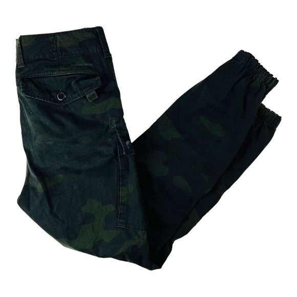 G Star RAW Green Camo Roxic Straight Tapered Cargo Jogger Pants Mens Size 30X29